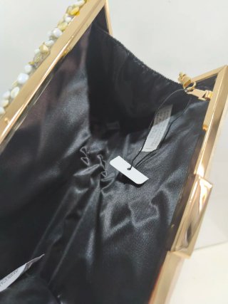 Bolso de fiesta clutch pedrería dorado