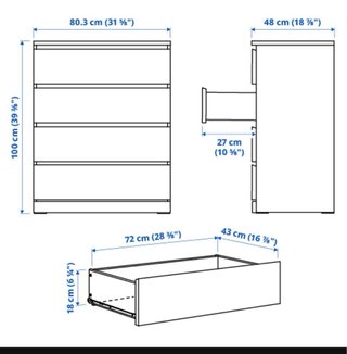 Cómoda Malm Ikea Blanca 4 cajones