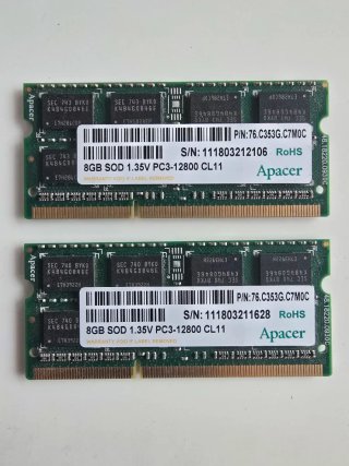 2x RAM Apacer DDR3 8GB sodimm (Total 16gb)