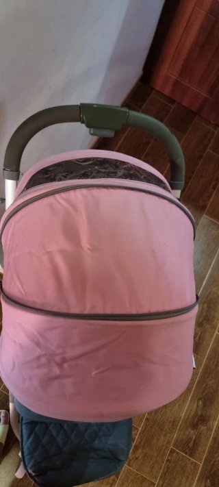 Silla de paseo plegable gris y rosa