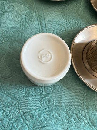 Servizio caffè vintage porcellana e peltro