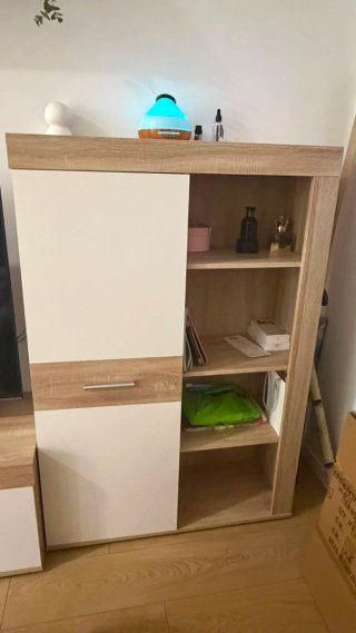 Mueble modular madera y cristal