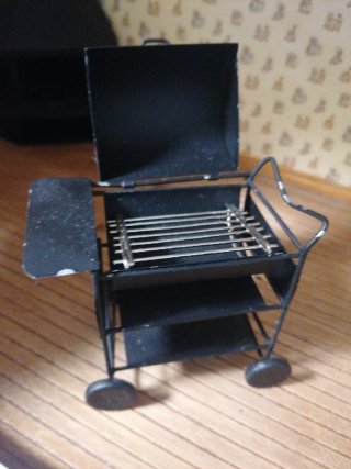 Barbacoa Casa Muñecas Metal Negra