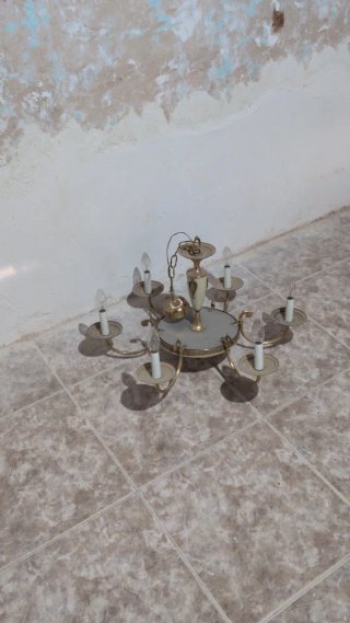 Lámpara de techo vintage dorada y beige