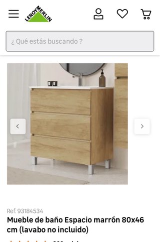 Mueble 3 cajones madera con lavamanos 80cm