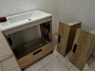 Mueble 3 cajones madera con lavamanos 80cm