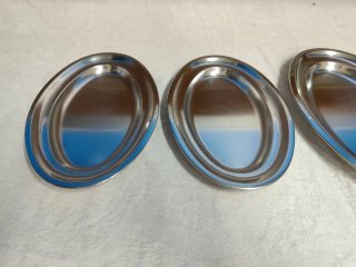 4 Vassoi Ovali Acciaio Inox 18/10