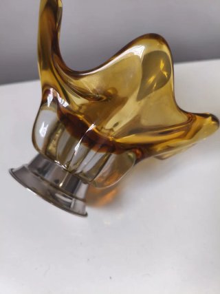 Cenicero Vintage Cristal Soplado Ámbar