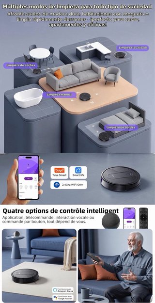 Robot Aspirador y Fregasuelos 4000Pa Control App