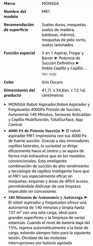Robot Aspirador y Fregasuelos 4000Pa Control App