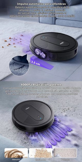 Robot Aspirador y Fregasuelos 4000Pa Control App
