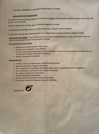 Lona de repuesto para sombrilla 3x4 metros. Nueva