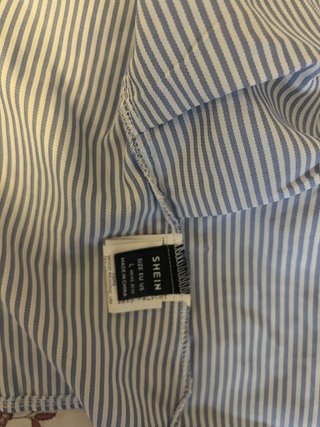 Chaleco Camisa de Rayas Azules y Blancas SHEIN L