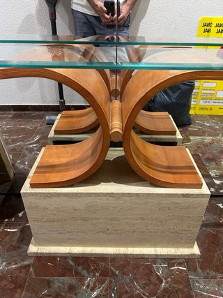 Recibidor con espejo de madera y cristal