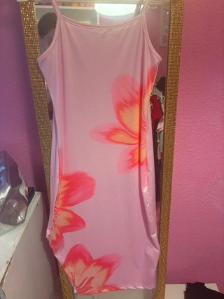 Vestido largo rosa floral