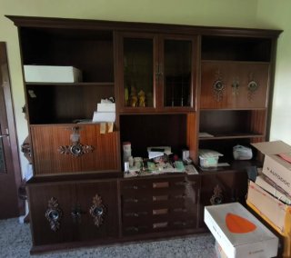 Mueble comedor antiguo madera y cristal
