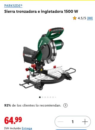 Sierra ingletadora Parkside 1500W