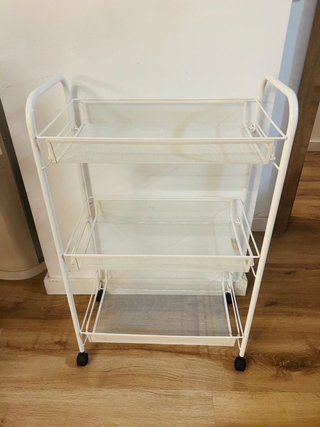Carrito blanco 3 estantes con ruedas