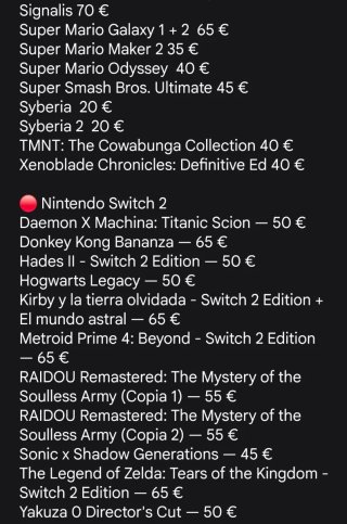 Juegos Nintendo Switch 1 y 2 Precios en las fotos