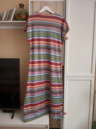 (XL) Vestido largo estampado de manga corta