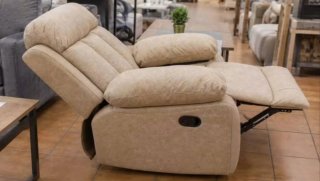 Sillón reclinable beige de tela