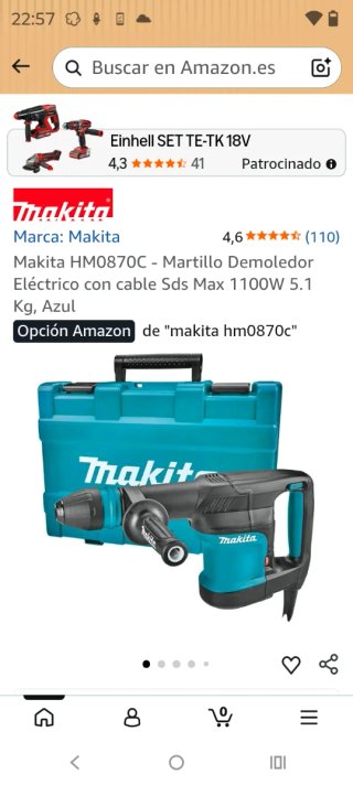 Martillo demoledor Makita HM0870C 1100W SDS MAX