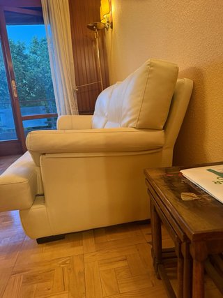 Sofá de piel 2 plazas y sillón abatible