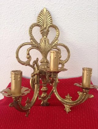 Candelabro Antiguo Dorado 3 Bombillas