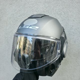 Casco modular moto gris