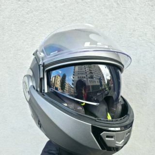 Casco modular moto gris