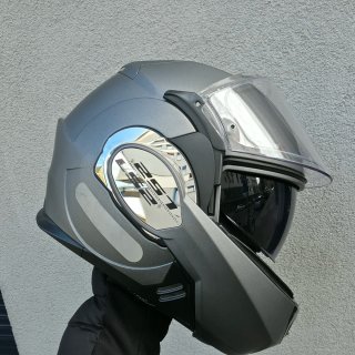 Casco modular moto gris