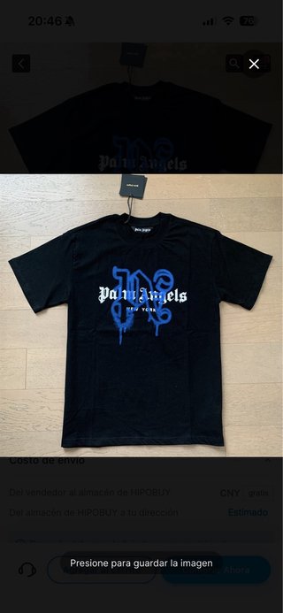 Camiseta Palm Angels Negra y Azul Talla M