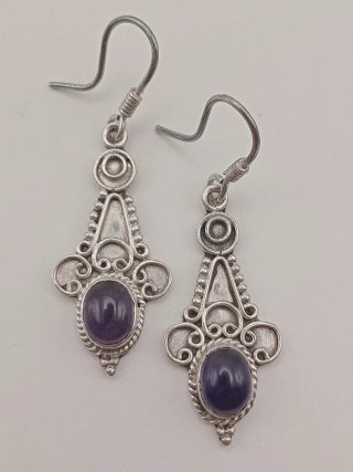 Orecchini vintage argento 925 ametista bohemien