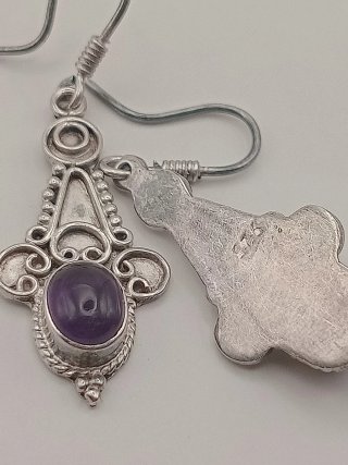 Orecchini vintage argento 925 ametista bohemien