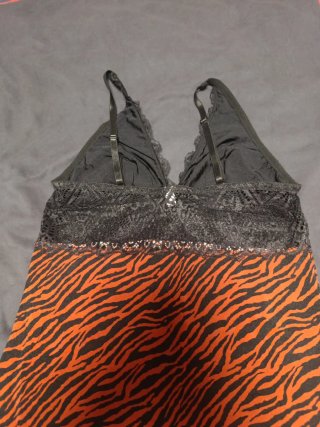 Camisón Noche Animal Print Naranja y Negro