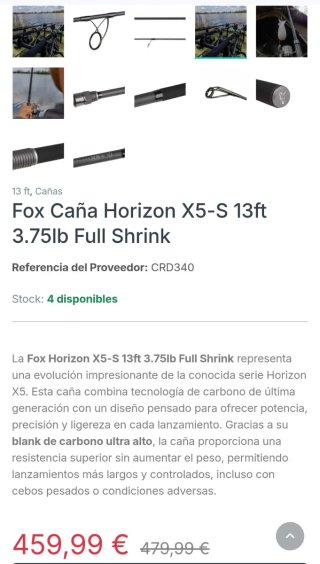 3Cañas Carpfishing Fox HorizonX5S 13' 3,75lb+funda