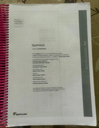 Libro de química segundo de bachillerato , editor