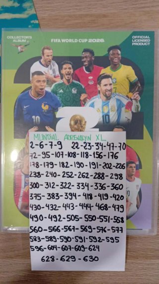 Cromos Adrenalyn XL Mundial FIFA 2026( mis Faltas)