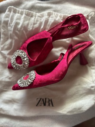 Décolleté Zara Fucsia Gioiello Strass Tg 38