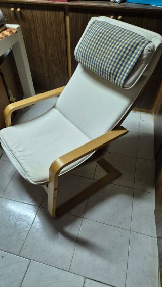 Sillón IKEA POÄNG madera cojín blanco