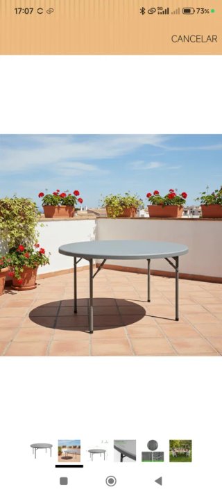 Mesa redonda plegable gris