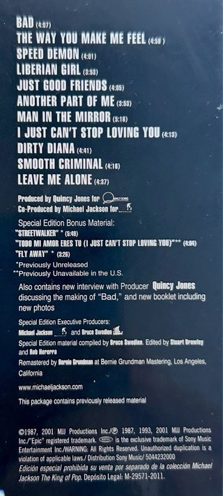 PRECINTADO CD BAD + LIBRO LEGEND MICHAEL JACKSON