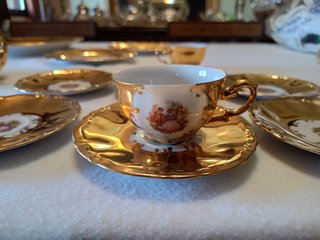 Juego Café Porcelana Oro Bavaria Gebrüder Popp