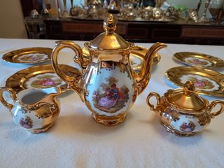 Juego Café Porcelana Oro Bavaria Gebrüder Popp