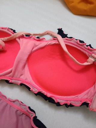 Bikini blu/rosa pizzo
