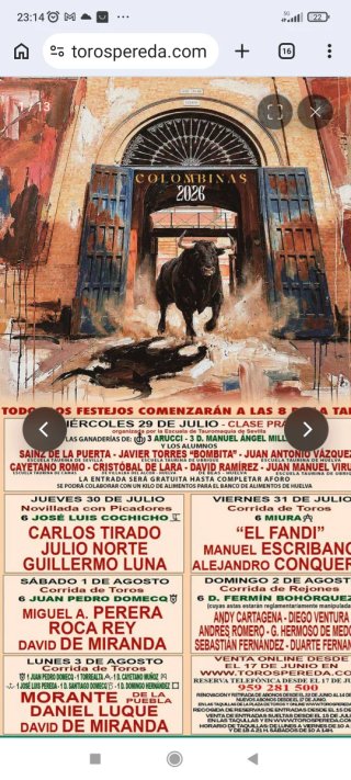 Toros Huelva 1 agosto Corrida de Toros