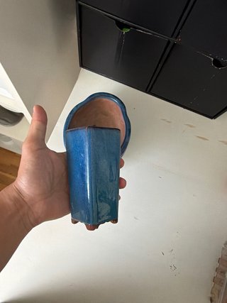 Maceta bonsai cerámica azul reparada+ regalo