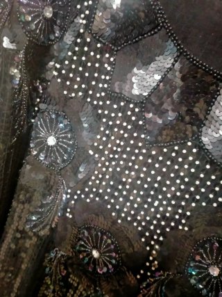 Conjunto fiesta lentejuelas negro y plata