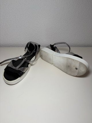 Sandalias Plataforma Bicolor Negro/Plata