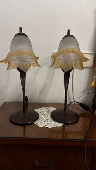 Lámpara colgante de metal y cristal Dos de mesita